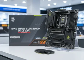 Motherboard hardware limits display the facts for the MSI MAG B850 TOMAHAWK featuring the system board retail packaging and a high speed SSD